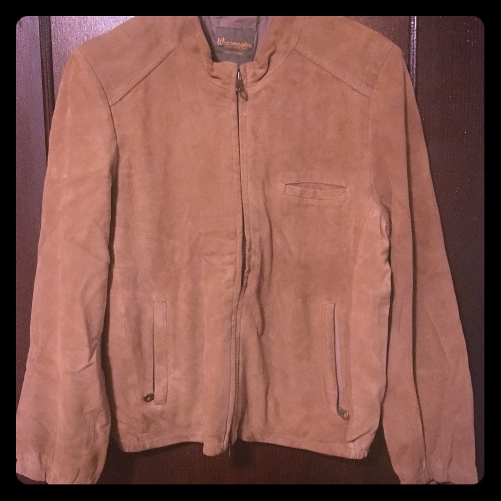 Tan suede bomber jacket